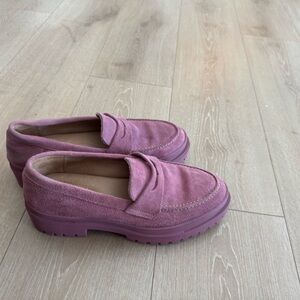 Patina Pink Suede Loafers